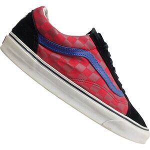 VANS Men Old Skool Shoes Checkered Size 11 Black/Blue/Red/Yellow Suede Low-Top